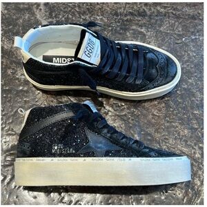 Golden Goose Hi Mid Star Sneaker Black Glitter NIB Auth